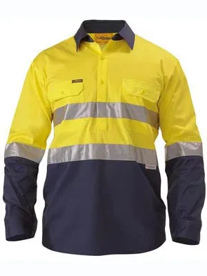 Bisley Hi Vis 2 Tone Cool Lightweight Vented Closed Front Shirt BSC6896