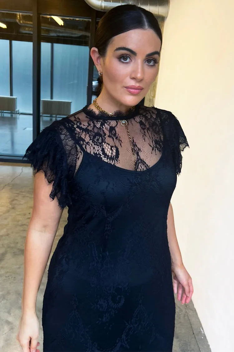 Black Fine Lace Raven Dress