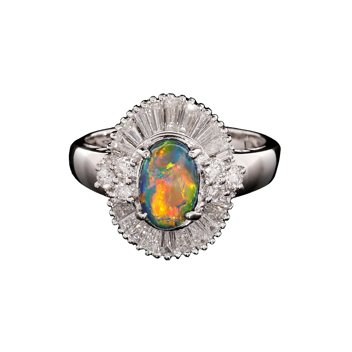 Black Opal, Diamond & Platinum Ring