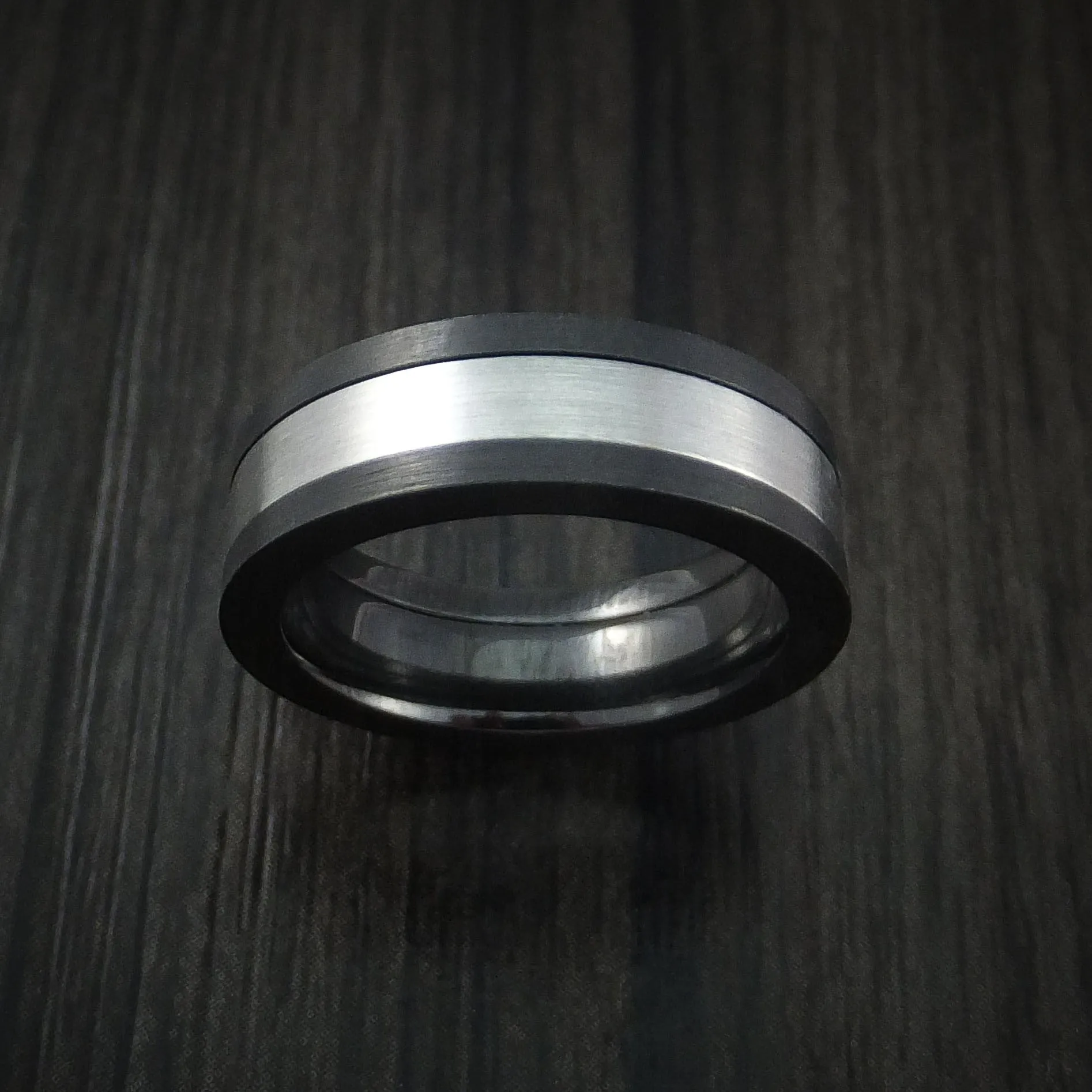 Black Titanium and Cobalt Chrome Men's Ring Custom Made Wedding Band