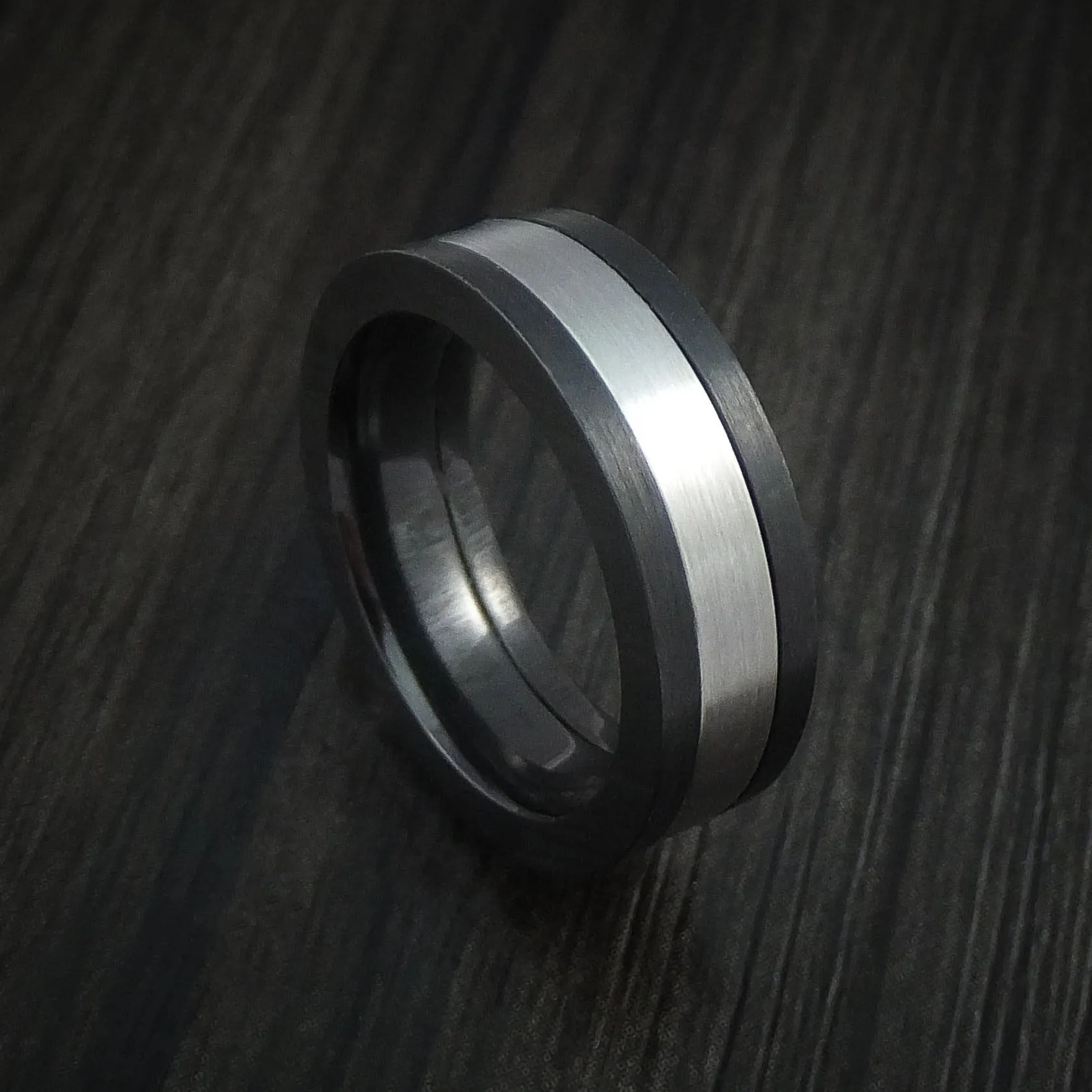 Black Titanium and Cobalt Chrome Men's Ring Custom Made Wedding Band