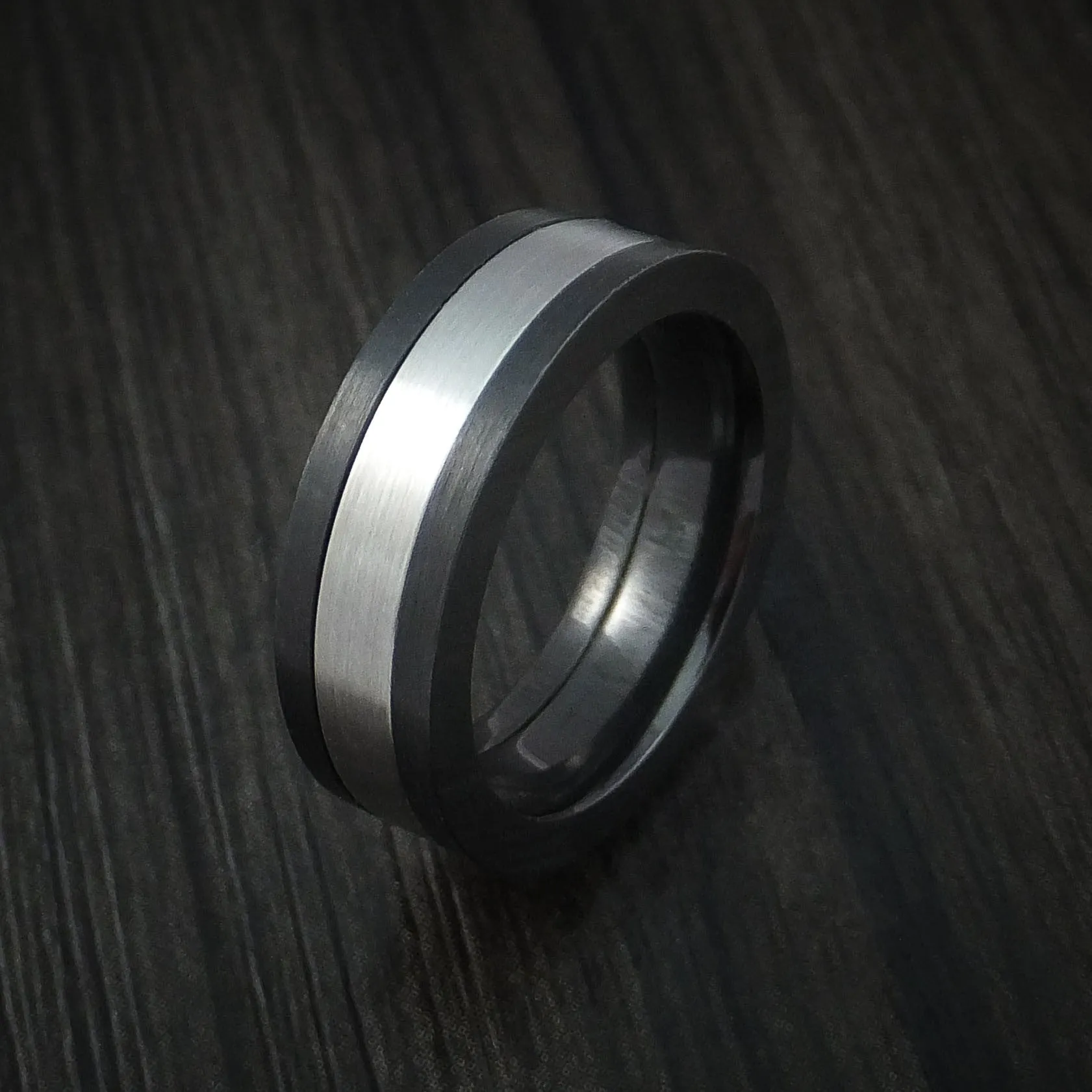 Black Titanium and Cobalt Chrome Men's Ring Custom Made Wedding Band