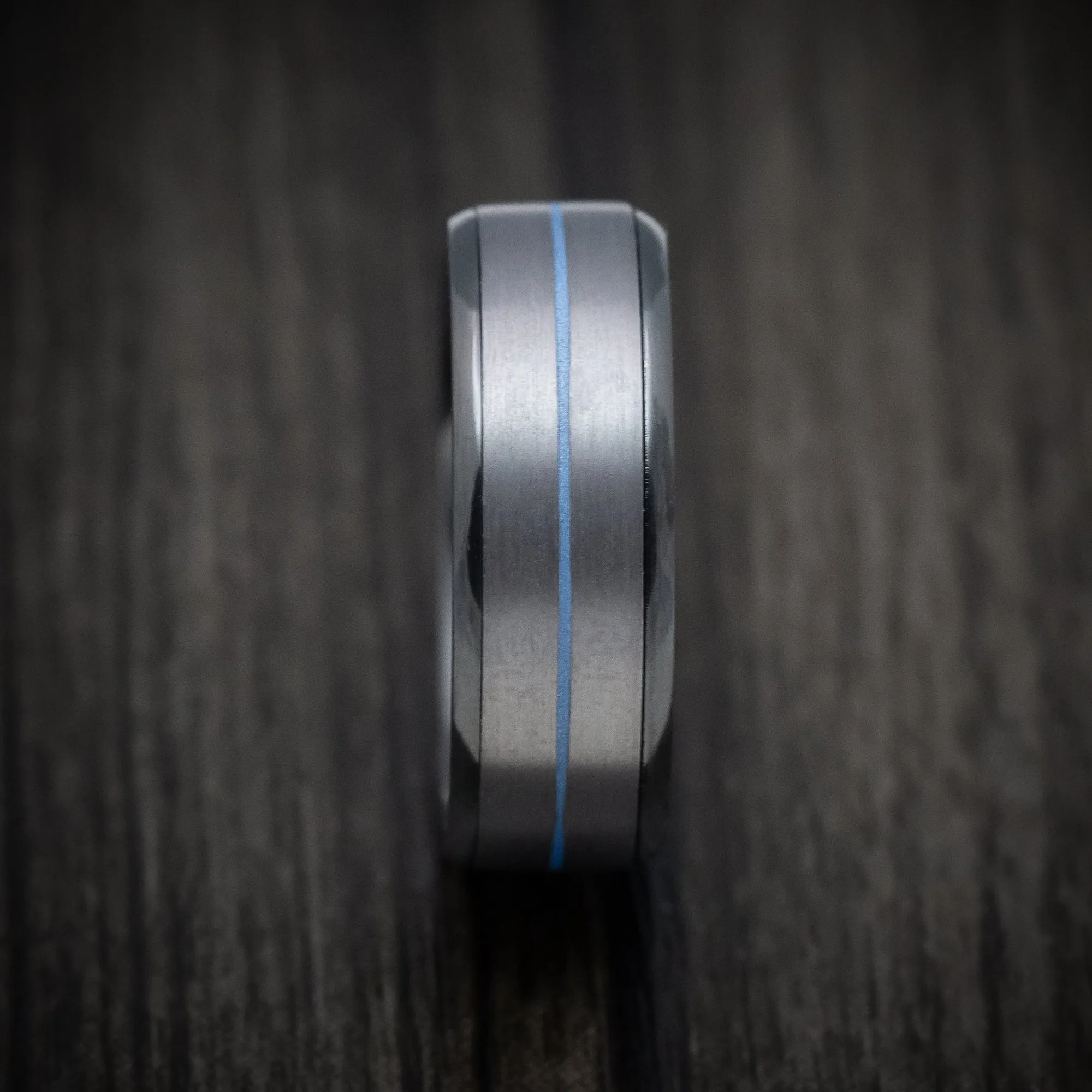 Black Titanium Men's Ring with Tantalum and Cerakote Inlays Custom Made Band