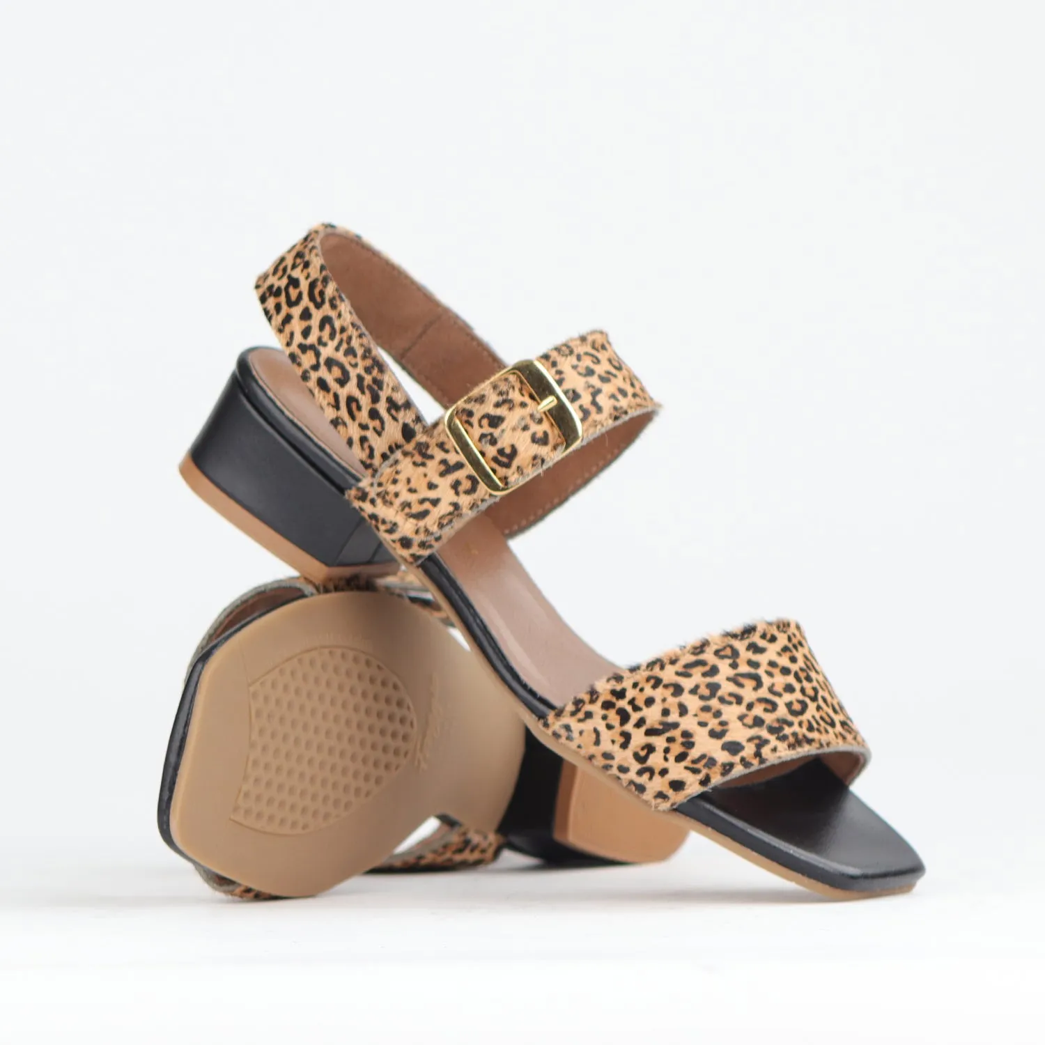 Block Heel Slingback Sandal in Cheetah Tan - 12408