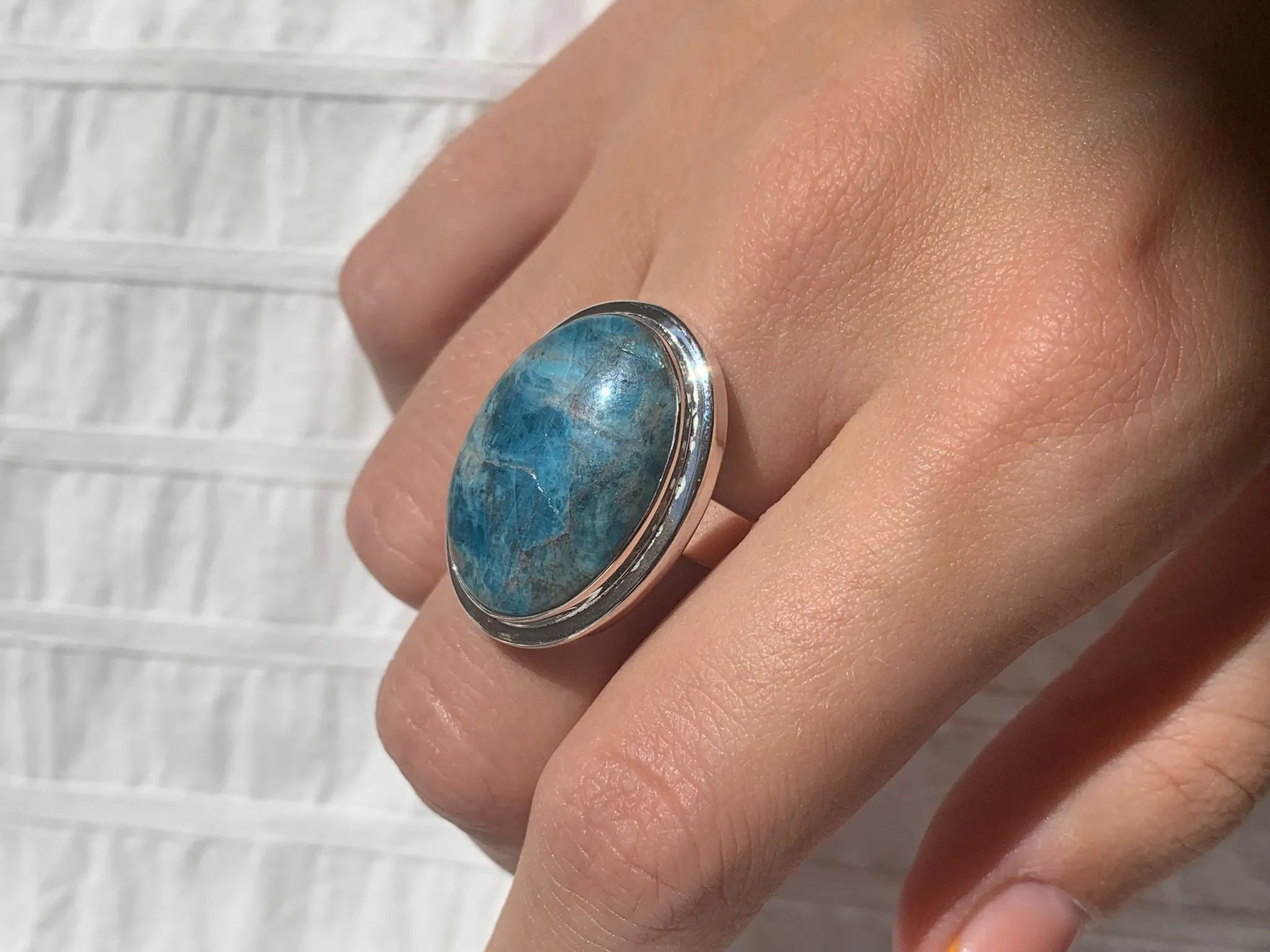 Blue Apatite Ansley Ring - Oval (US 7 & 8)