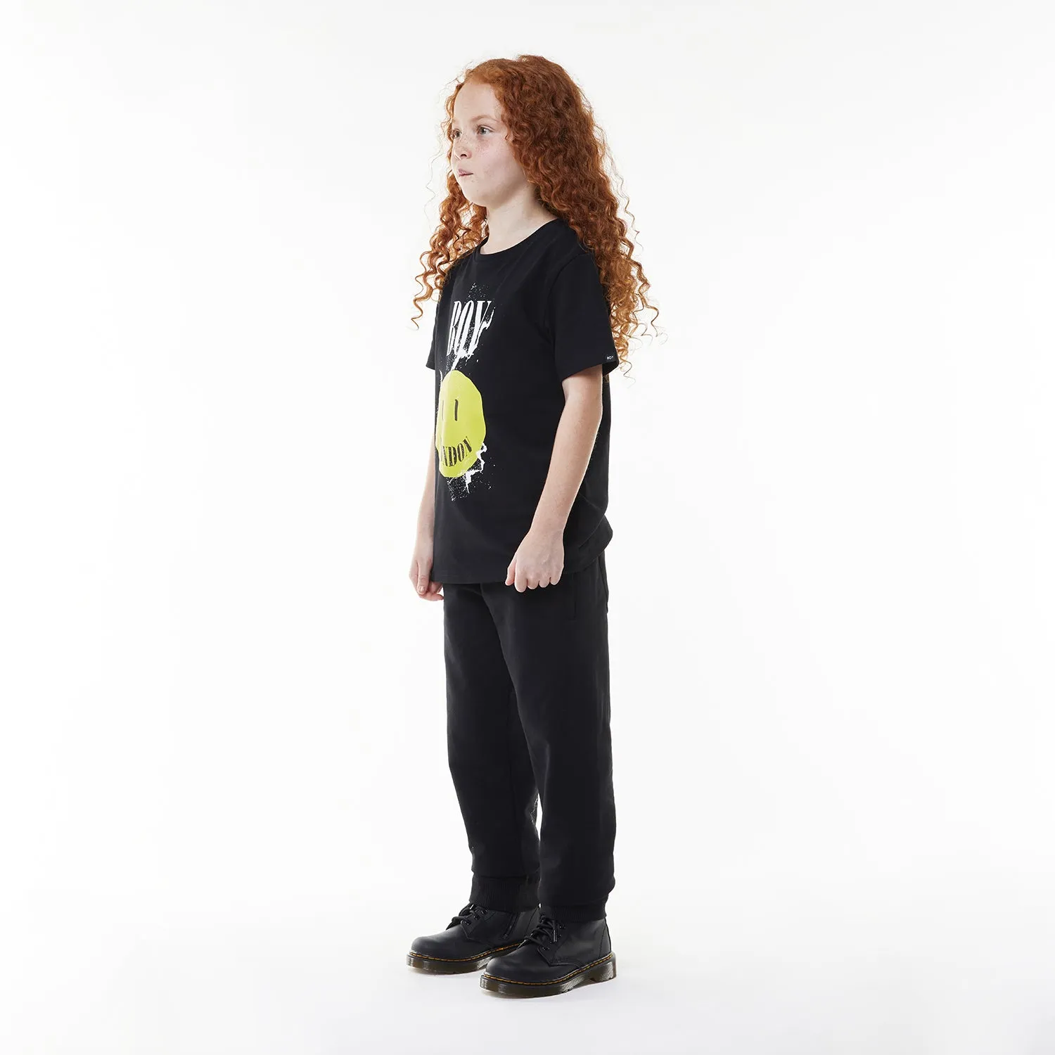 BOY KIDS TEXT GRAPHIC T-SHIRT - BLACK