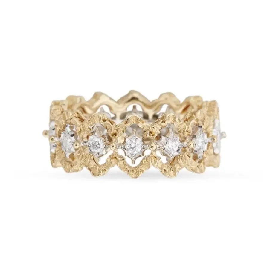 Buccellati - Rombi - Eternelle Band Ring with Diamonds, 18k White and Yellow Gold