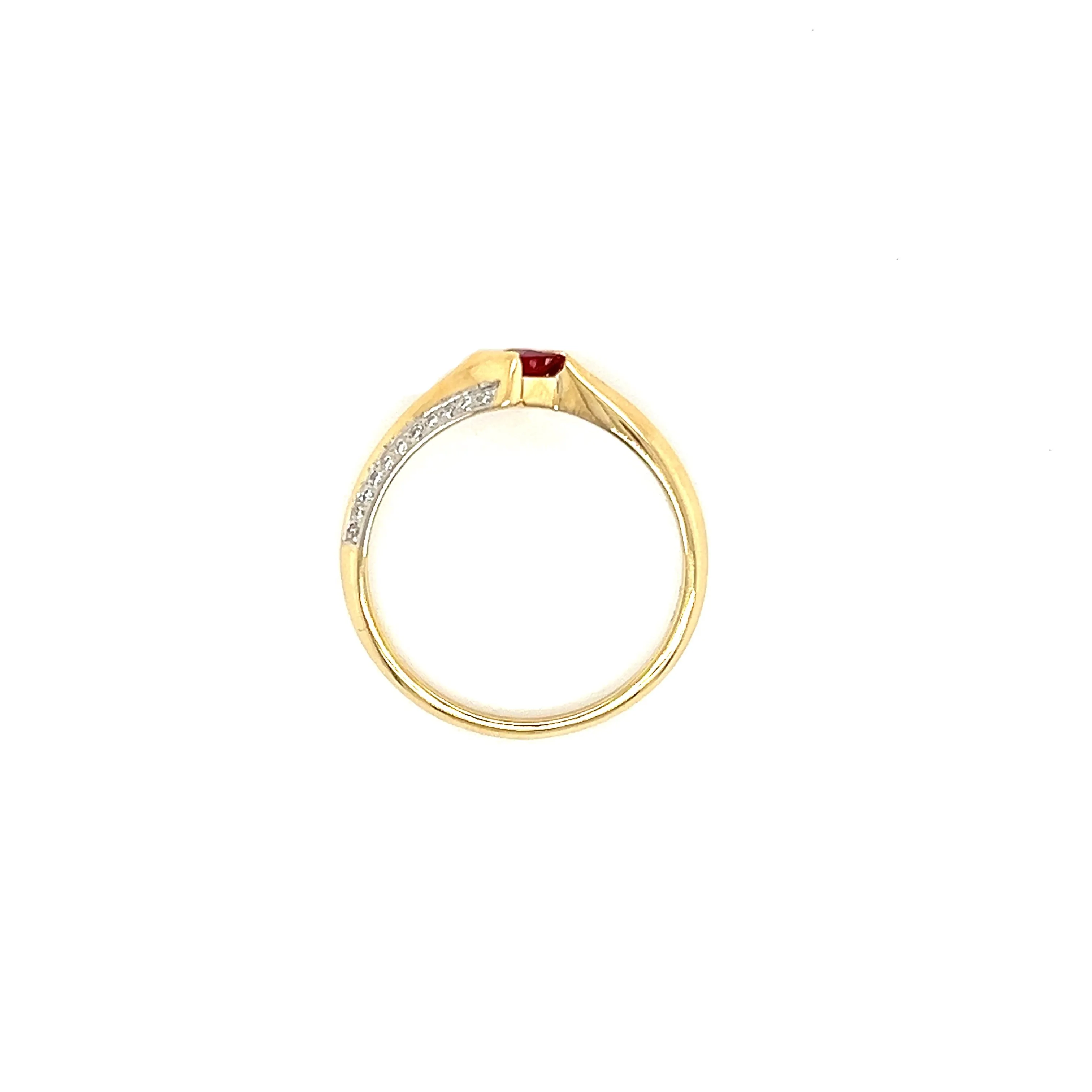 Bypass Ruby Ring with Diamond Accents in 14K Yellow Gold