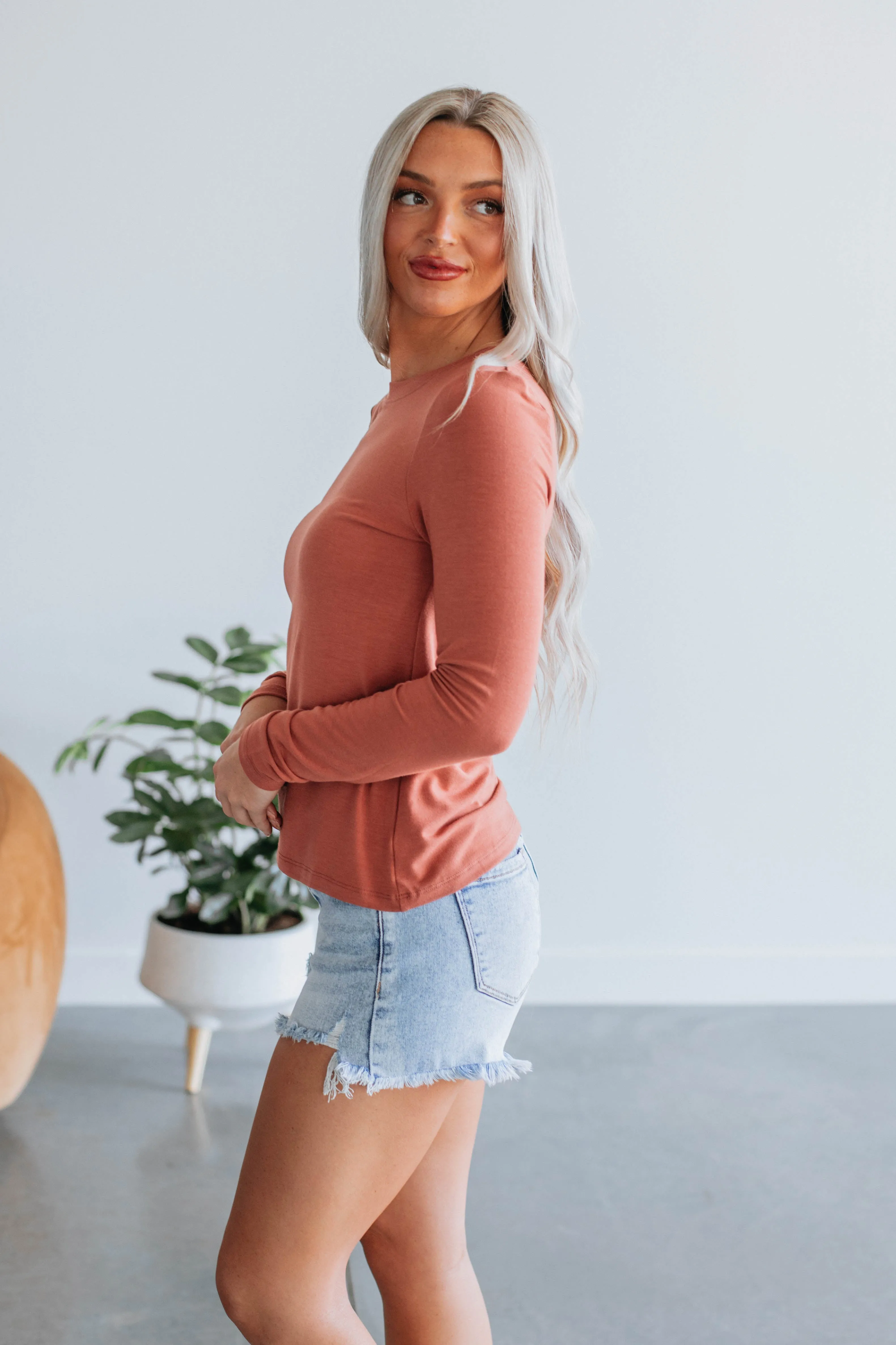 Calla Long Sleeve Top - Brick