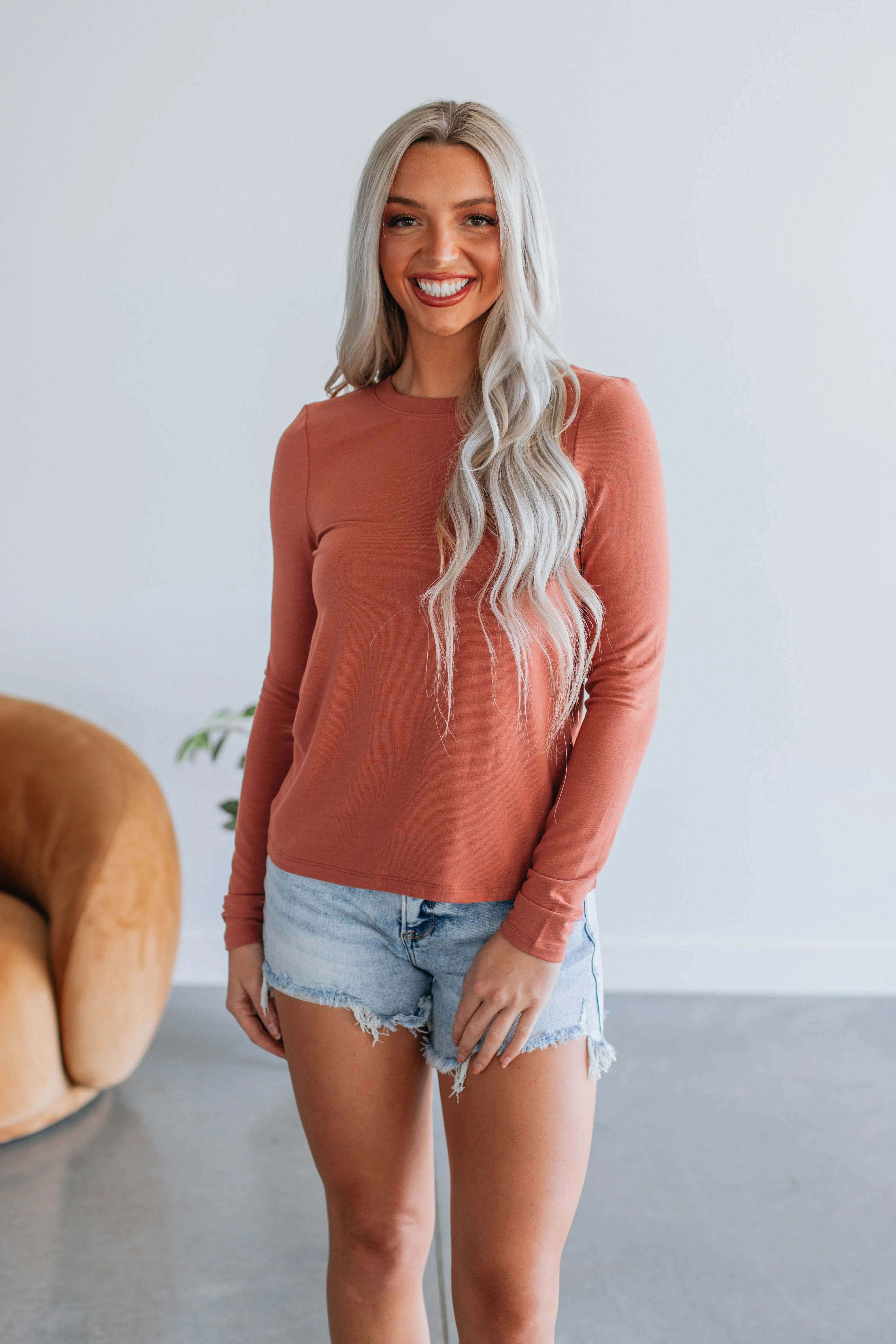 Calla Long Sleeve Top - Brick