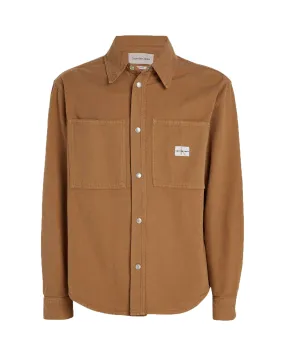 Camicia Uomo Clavin Klein Canvas Relaxed Linear Shirt Auburn