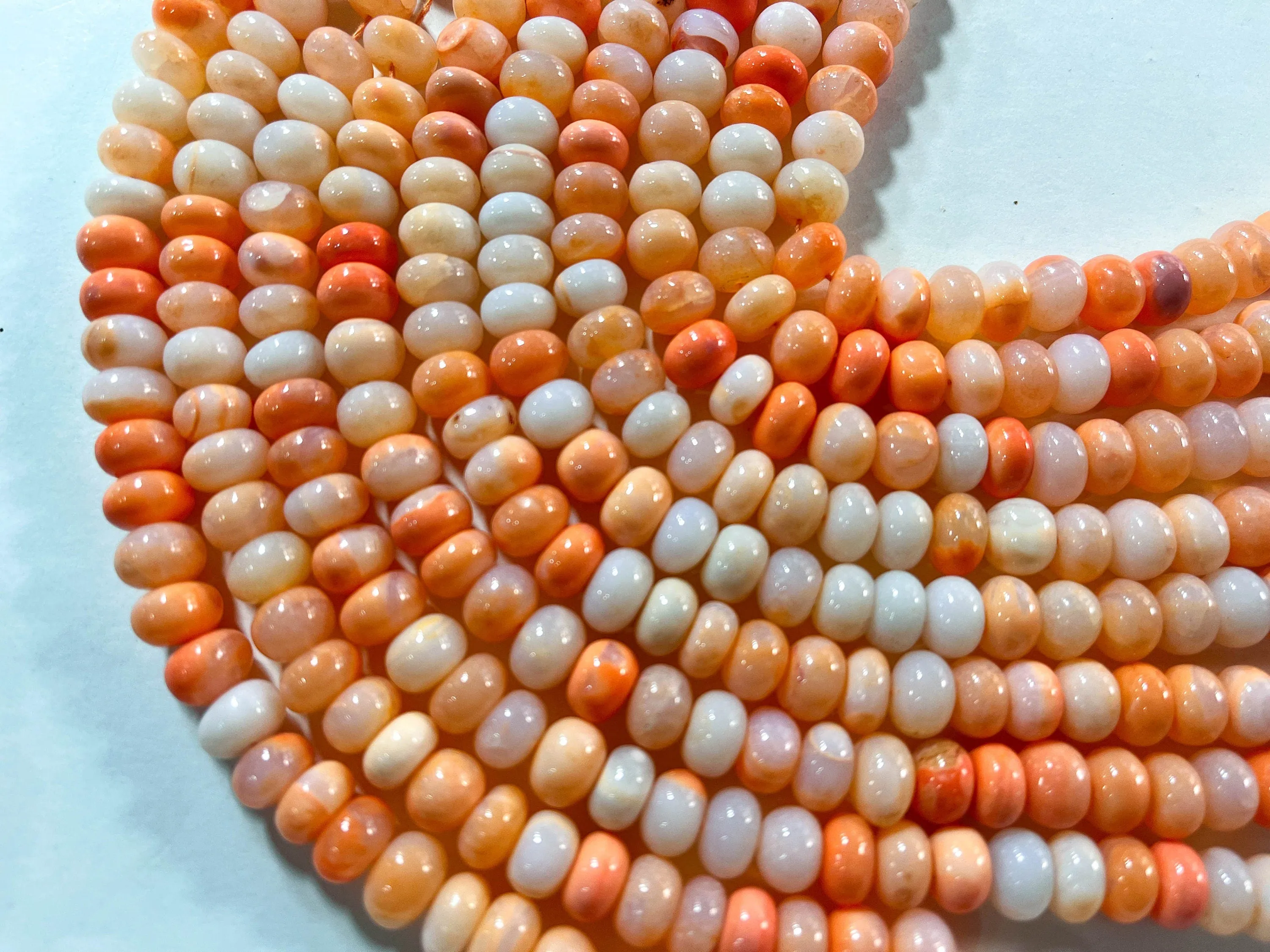 Candy Peach Opal Smooth Rondelle Shape Beads