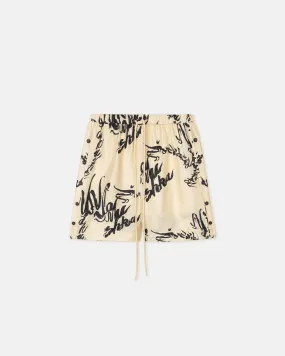 Ceylin - Printed Silk-Twill Shorts - Calligraphy Creme