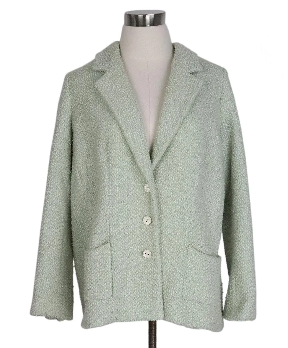 Chanel 2003 Cruise Mint Green Wool Jacket sz 14