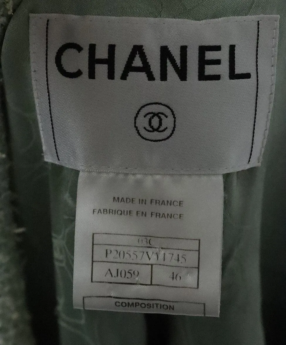 Chanel 2003 Cruise Mint Green Wool Jacket sz 14