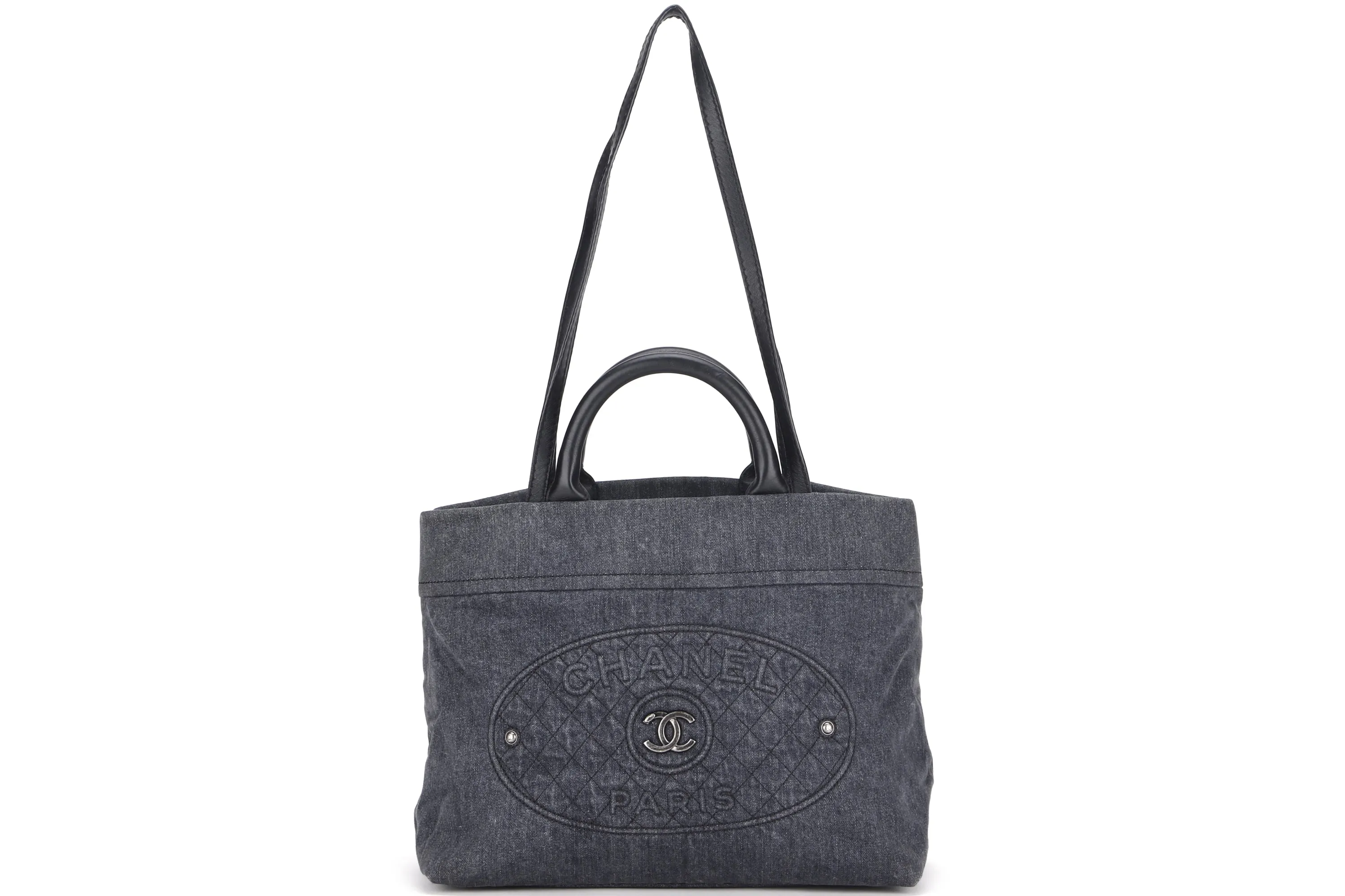 CHANEL DARK BLUE DENIM 2 WAY USE BAG (2312xxxx), WITH CARD & DUST COVER