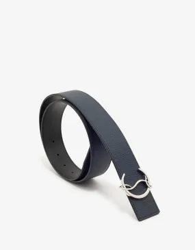 CL Logo Navy Blue Leather Belt