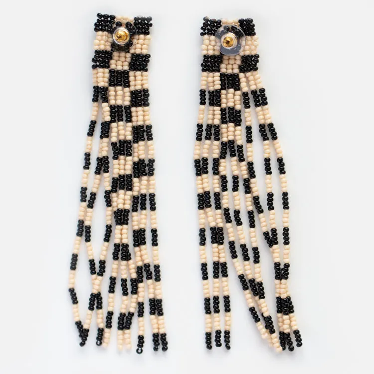 Clara Beaded Checkered Earrings