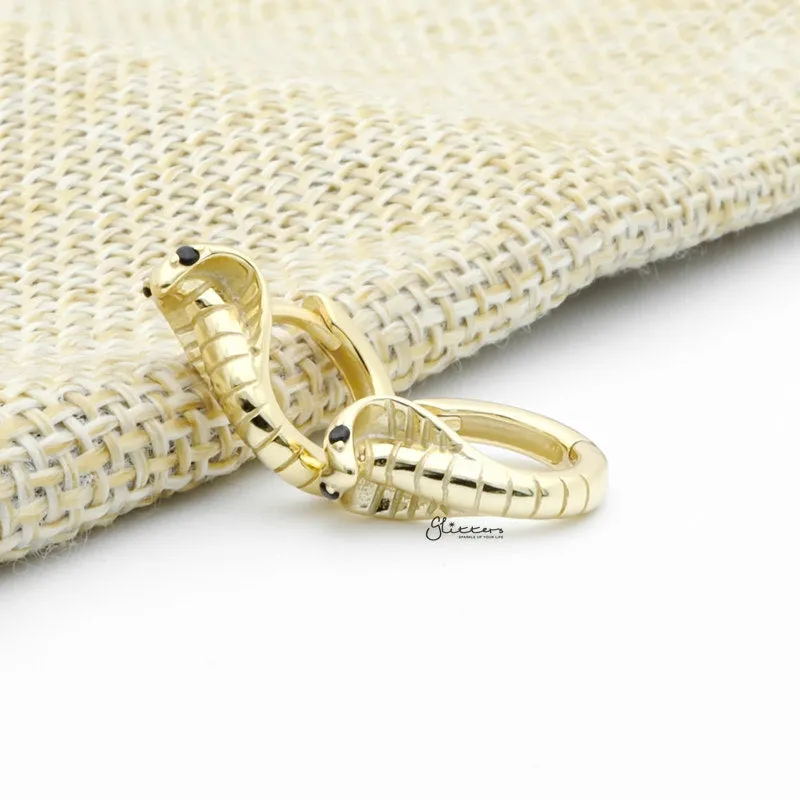 Cobra Huggie Hoop Earrings - Gold