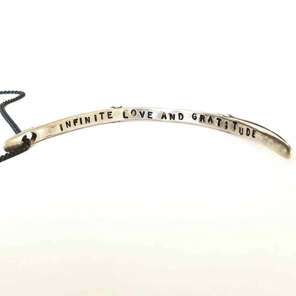 Crescent Moon Infinite Love & Gratitude Necklace in Bronze