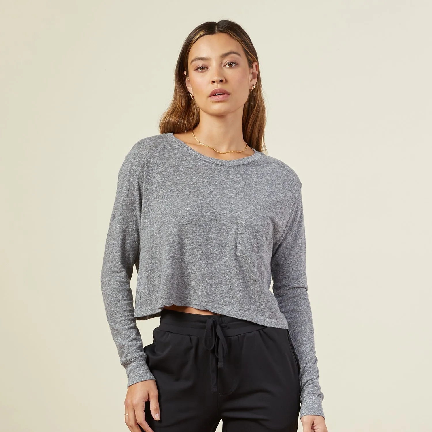 Cropped Long Sleeve Ex-Boyfriend Pocket Crew