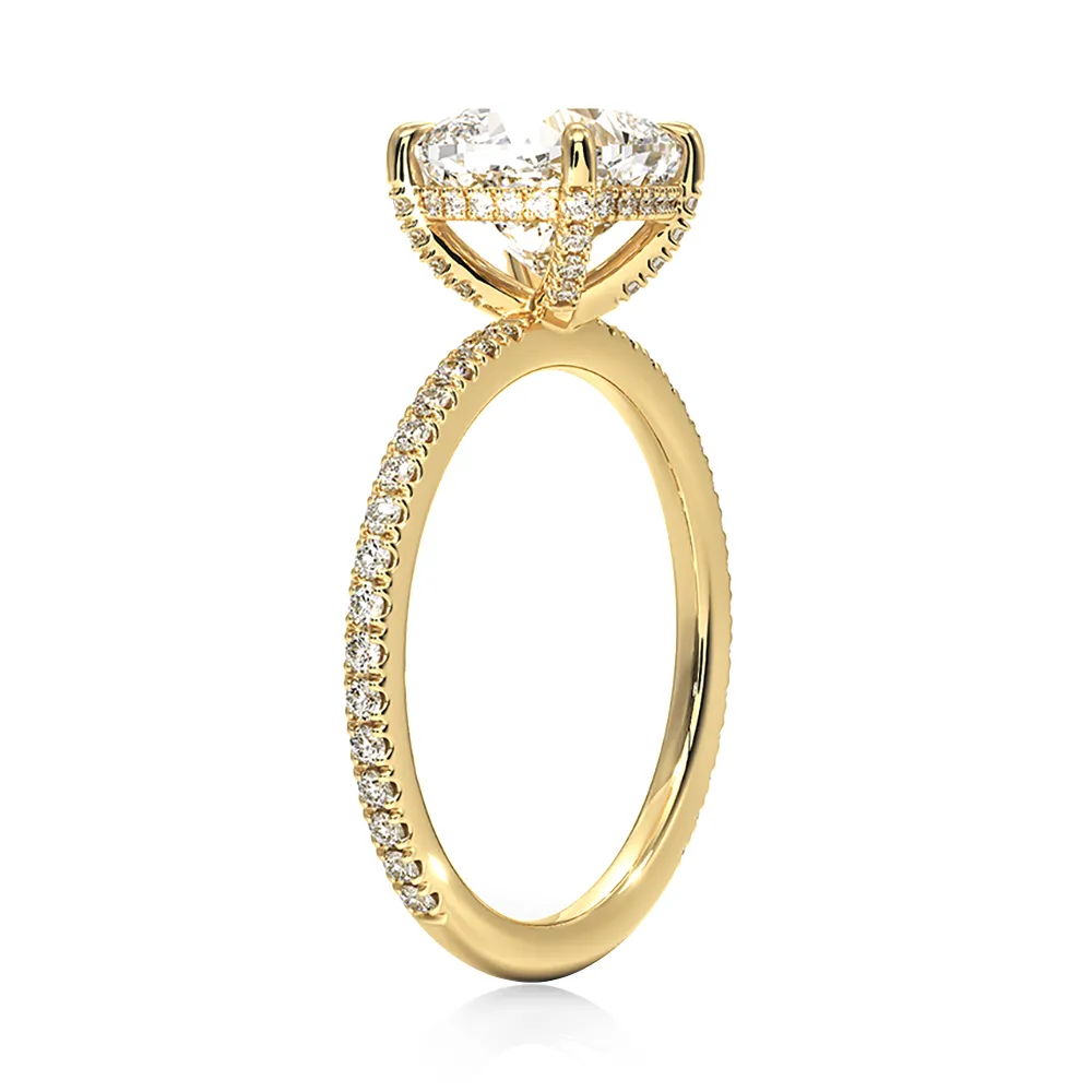 Cushion Cut Engagement Ring With Hidden Halo