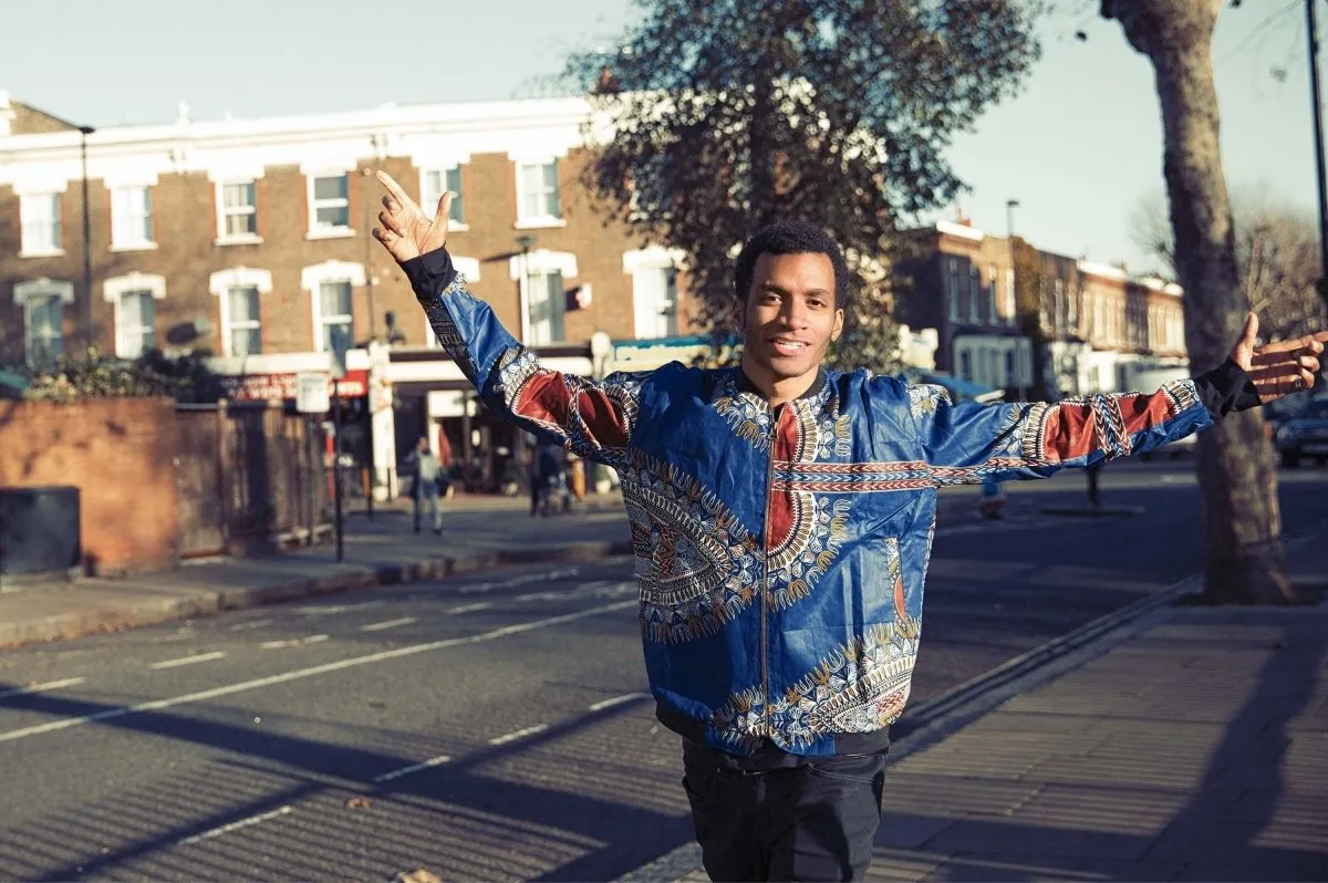 Dashiki Bomber Jacket in Blue African Print