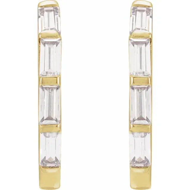 Diamond hinged hoop earrings in 14k yellow gold