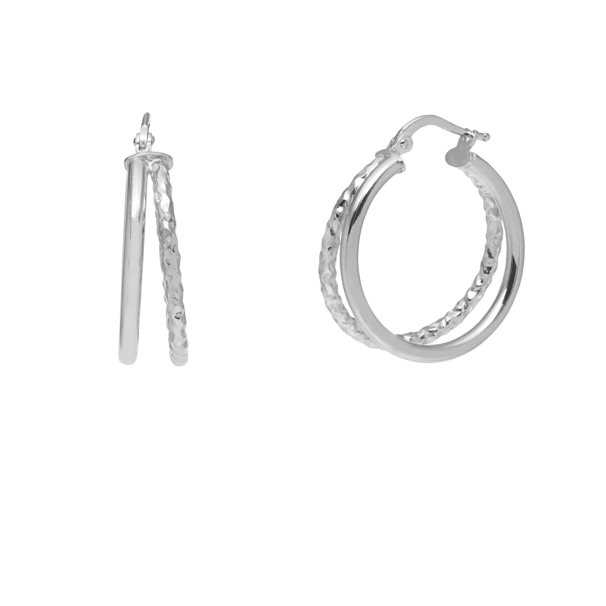 Double Hoop Earrings - Silver