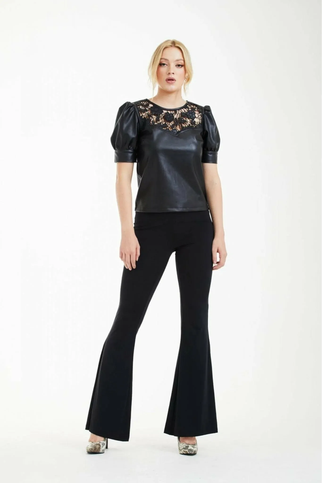 Double Second Black High Waisted Slinky Trousers