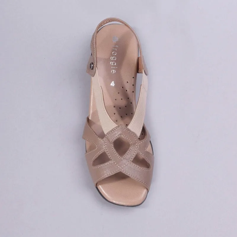 Elasticated Cut-out Sandal in Stone - 11519