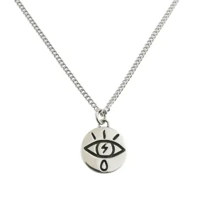 Electric Eye White Brass Charm Necklace