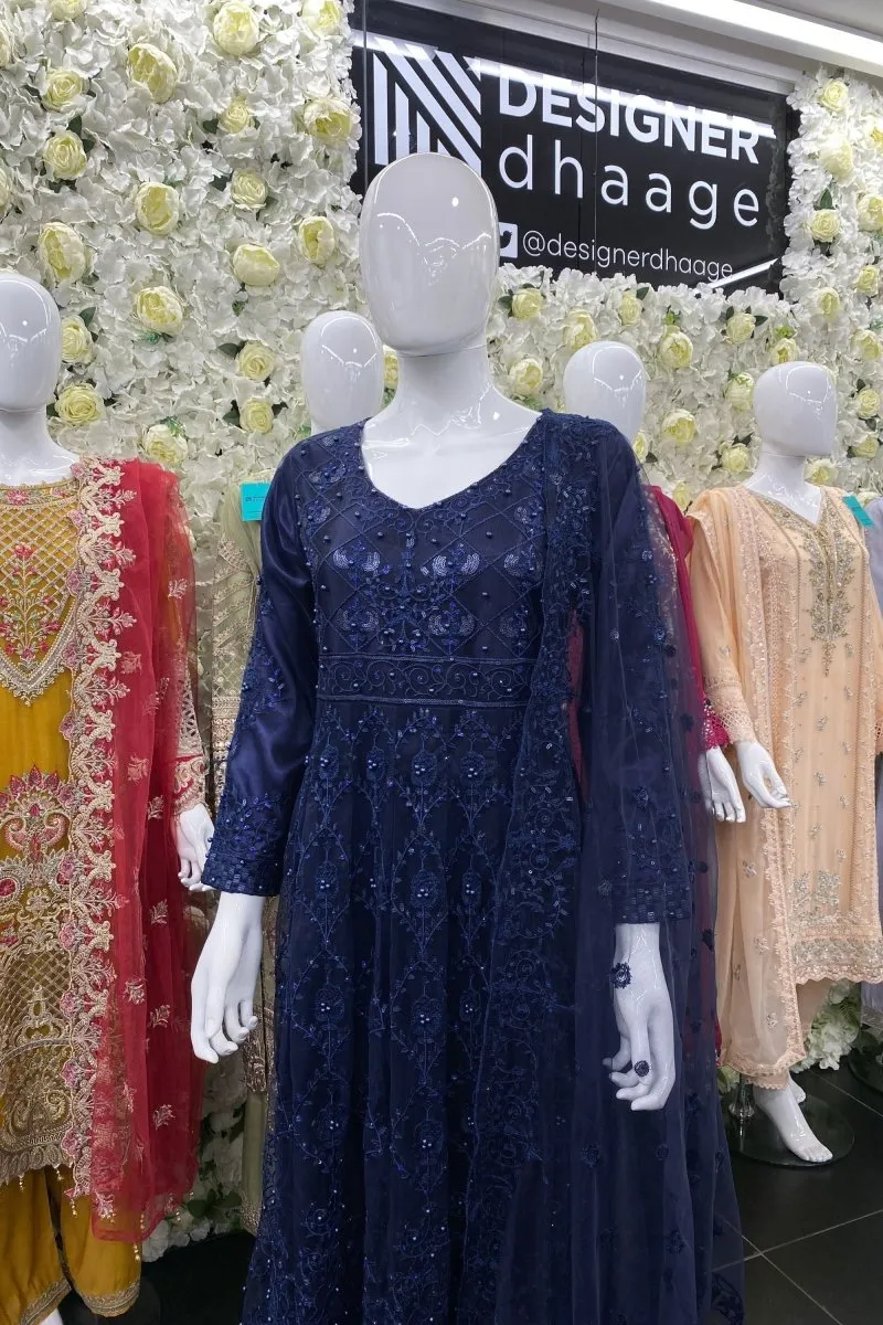 Embroidered Net Pakistani Maxi Dress QAS02