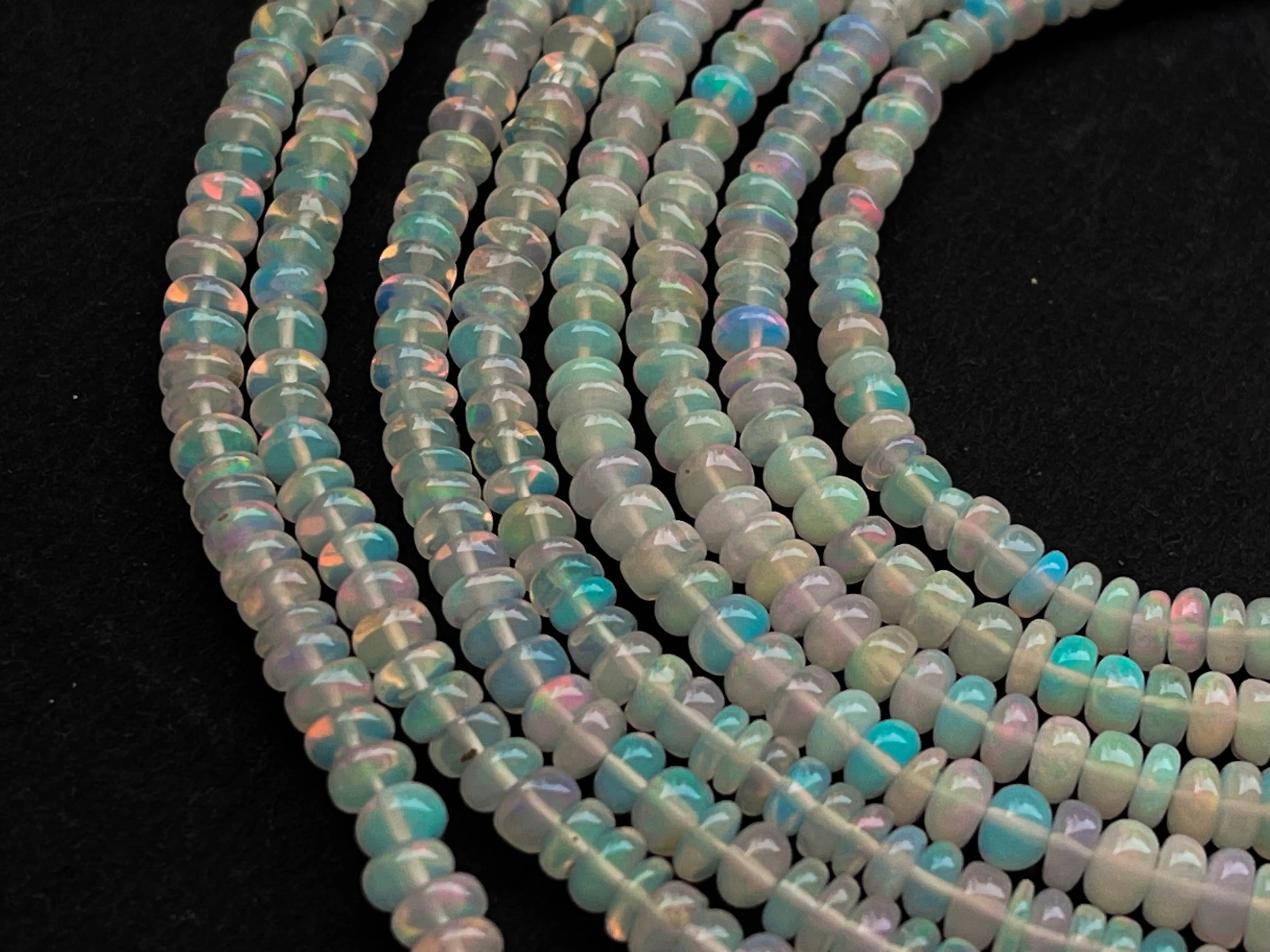 Ethiopian Opal Smooth Rondelle Beads | 3mm to 7mm | 16 Inch