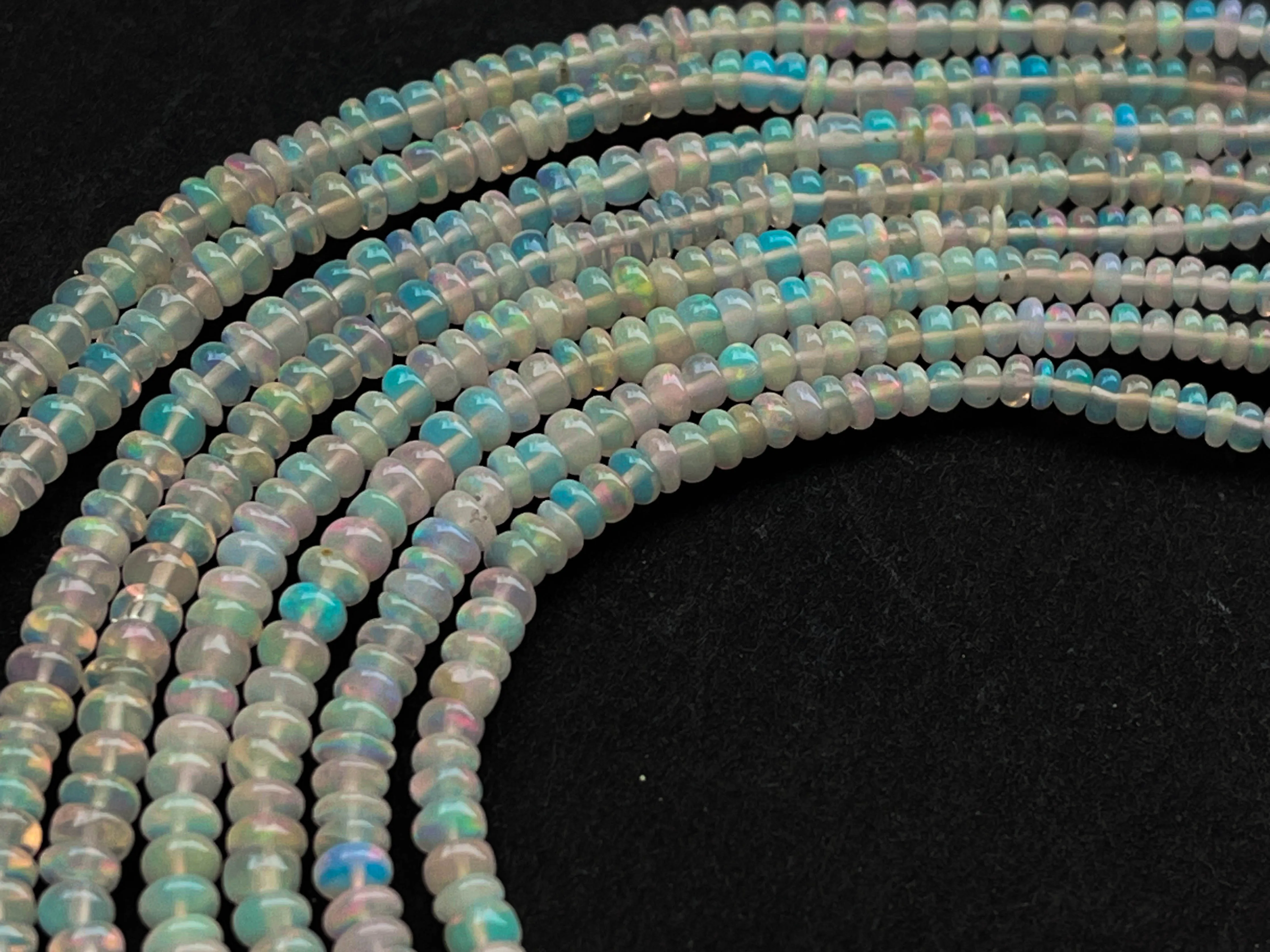 Ethiopian Opal Smooth Rondelle Beads | 3mm to 7mm | 16 Inch