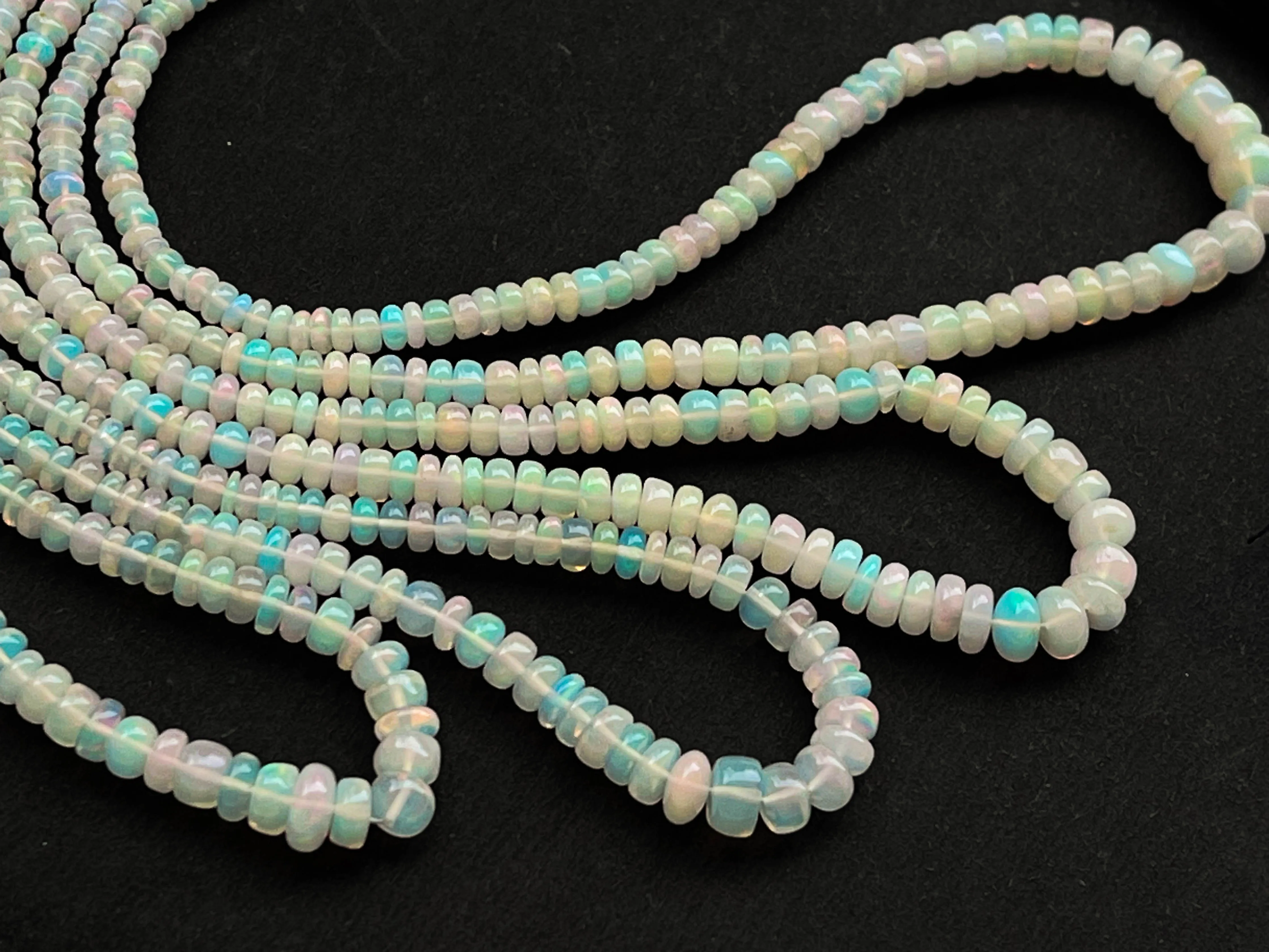 Ethiopian Opal Smooth Rondelle Beads | 3mm to 7mm | 16 Inch