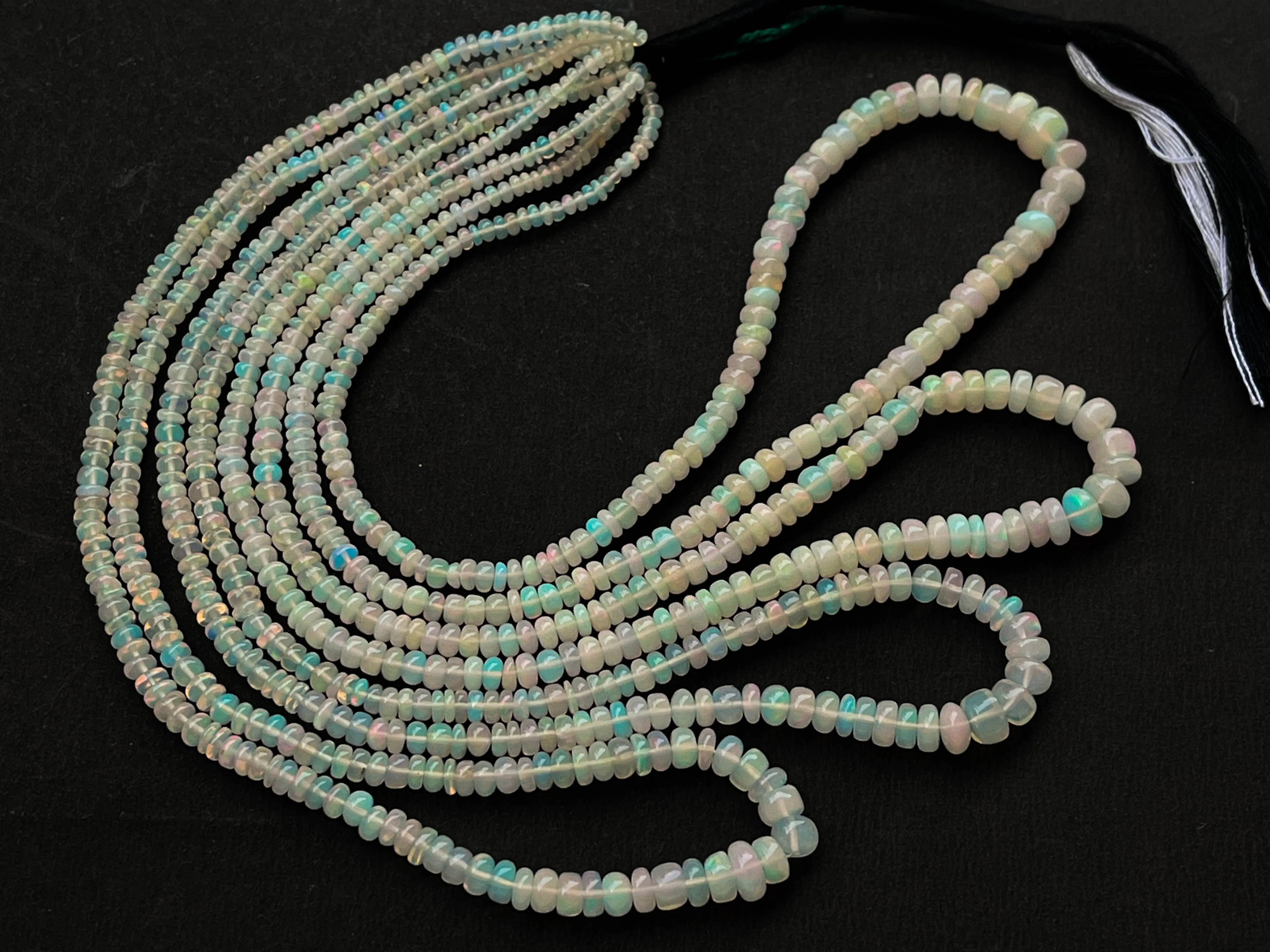 Ethiopian Opal Smooth Rondelle Beads | 3mm to 7mm | 16 Inch