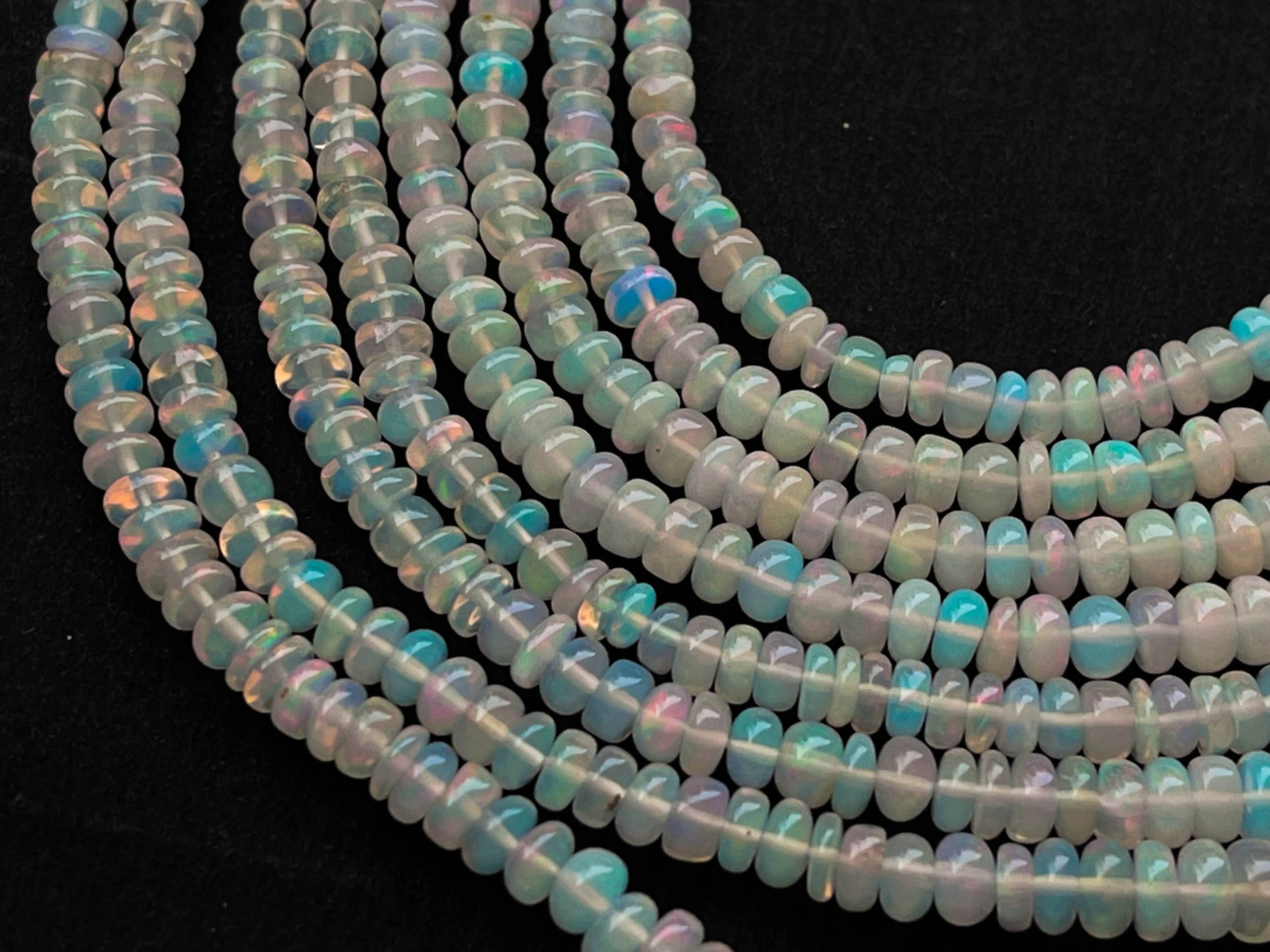 Ethiopian Opal Smooth Rondelle Beads | 3mm to 7mm | 16 Inch