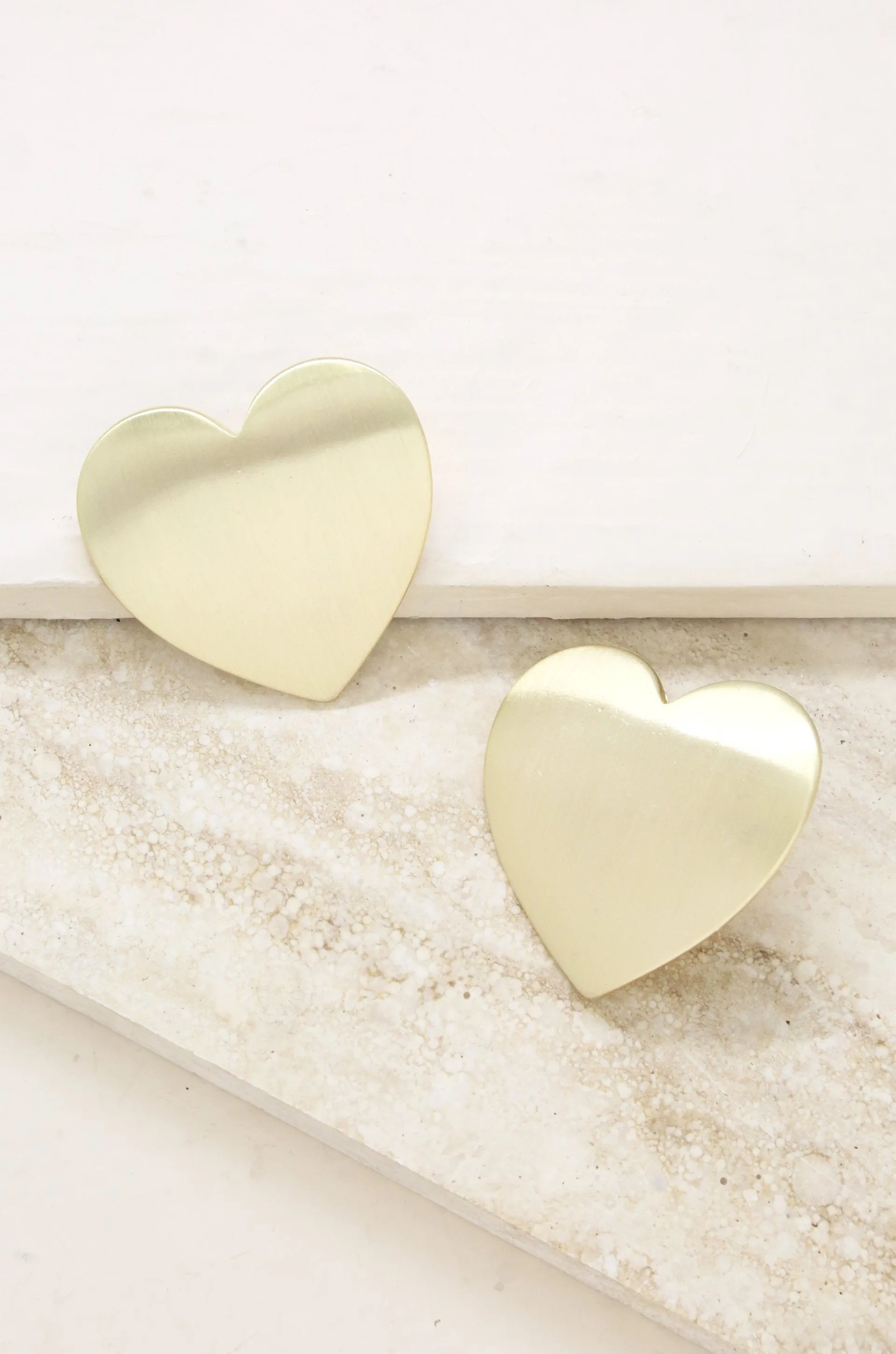 Flat Heart Statement Stud Earrings