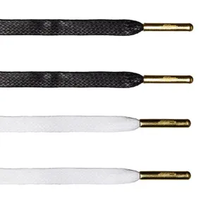 Flat Waxed Value Pack - White & Black | Gold Aglets