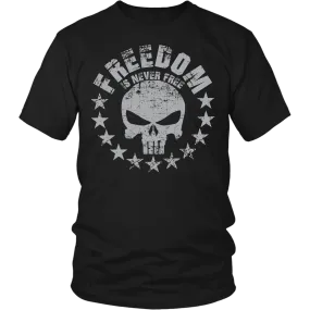 Freedom Is Never Free T-shirt Design - Punisher Skull Stars, Freedom Shirt Never Forget Freedom Is Not Free