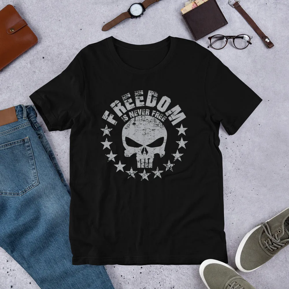 Freedom Is Never Free T-shirt Design - Punisher Skull Stars, Freedom Shirt Never Forget Freedom Is Not Free