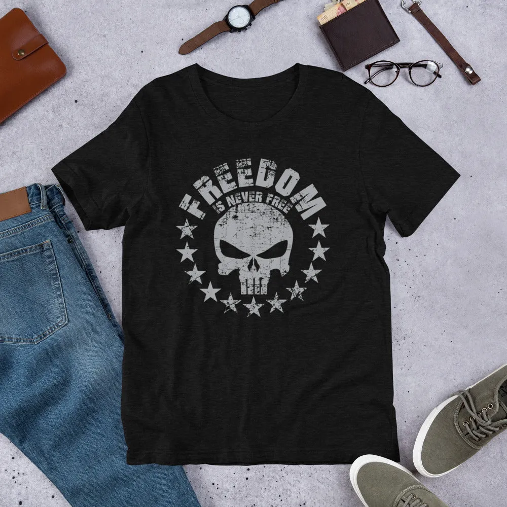 Freedom Is Never Free T-shirt Design - Punisher Skull Stars, Freedom Shirt Never Forget Freedom Is Not Free