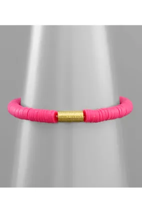 Fuchsia Rubber Bead Stretch Bracelet