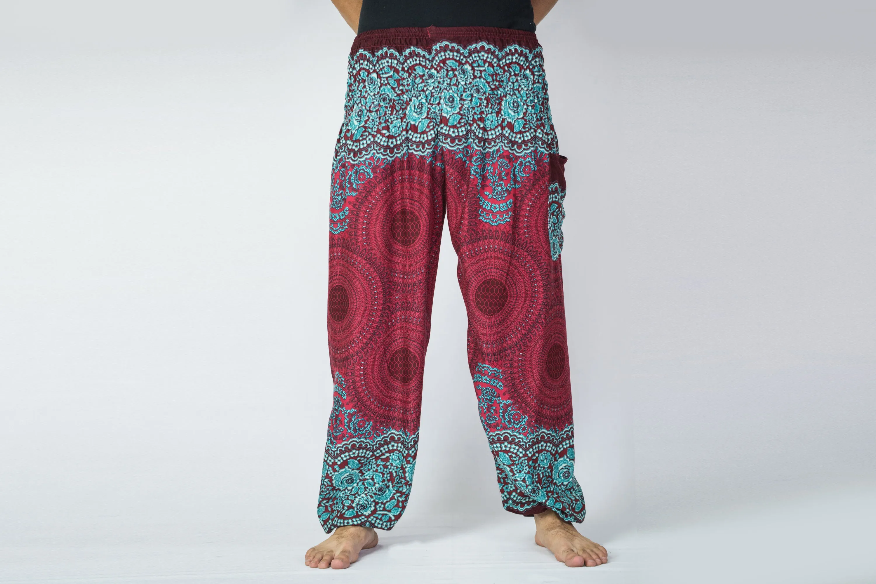 Geometric Mandalas Men's Harem Pants in Red