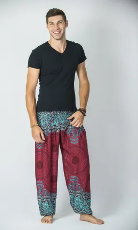 Geometric Mandalas Men's Harem Pants in Red