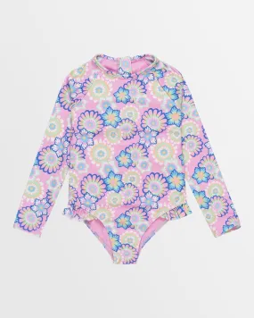 Girls 2-7 Flower Party  Long Sleeves One-Piece Rashguard