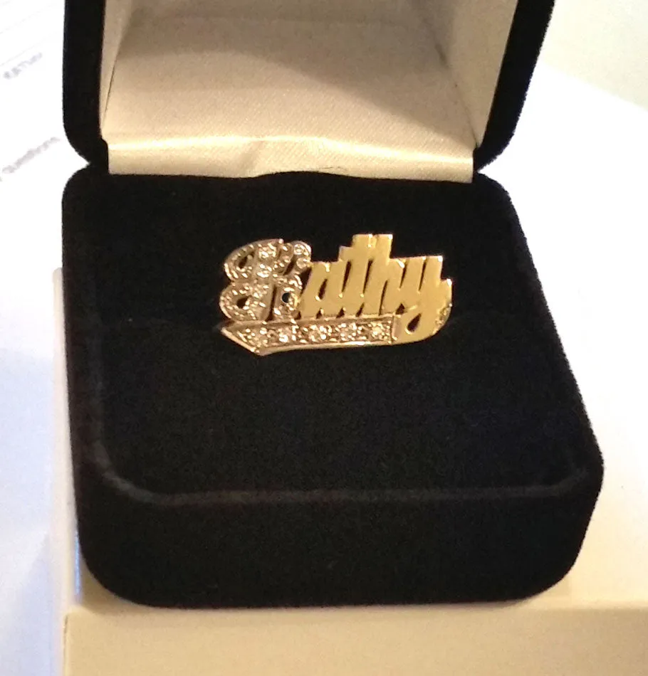 Gold Name Ring with Diamonds - 10mm