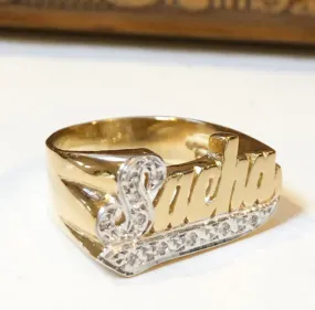 Gold Name Ring with Diamonds - 10mm