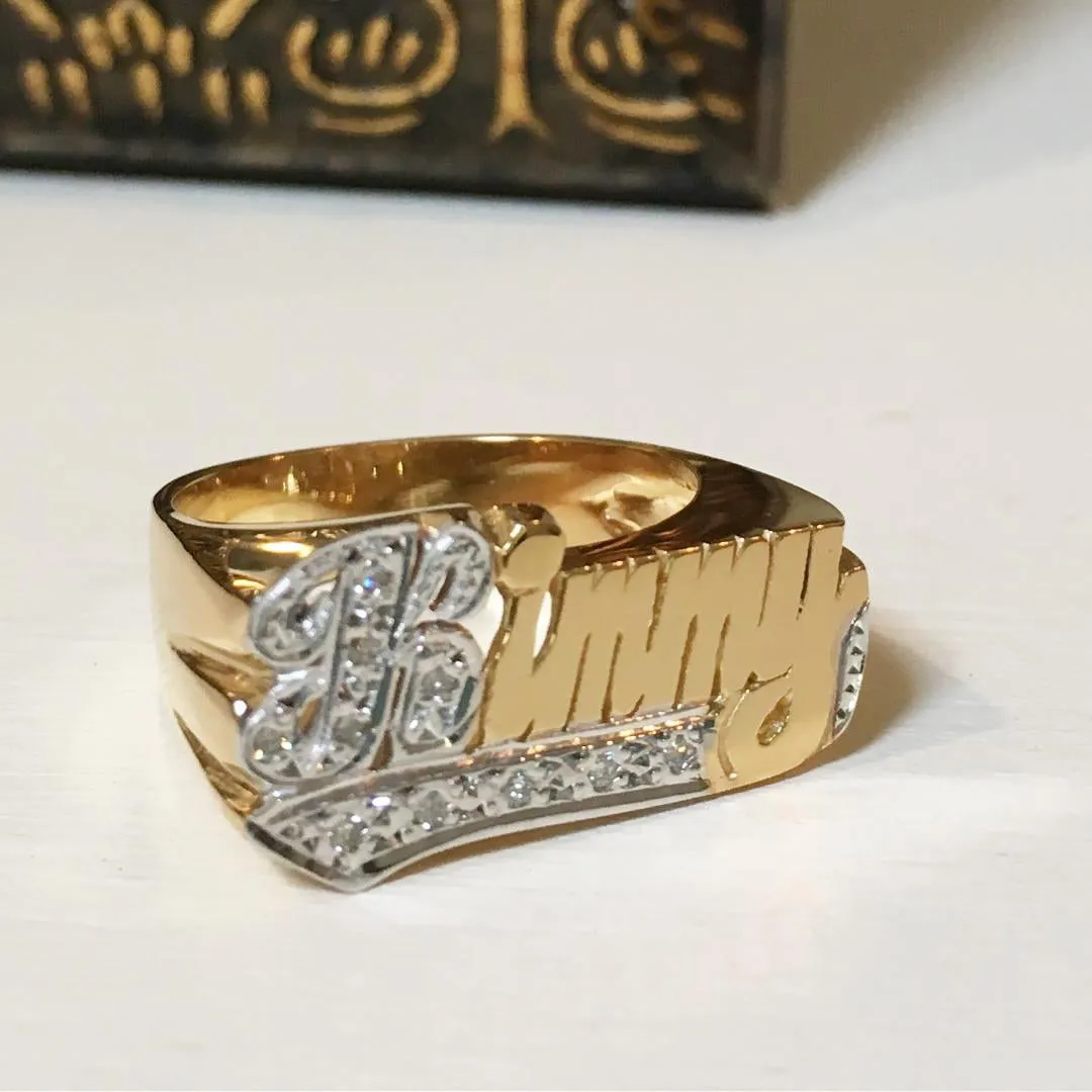 Gold Name Ring with Diamonds - 10mm